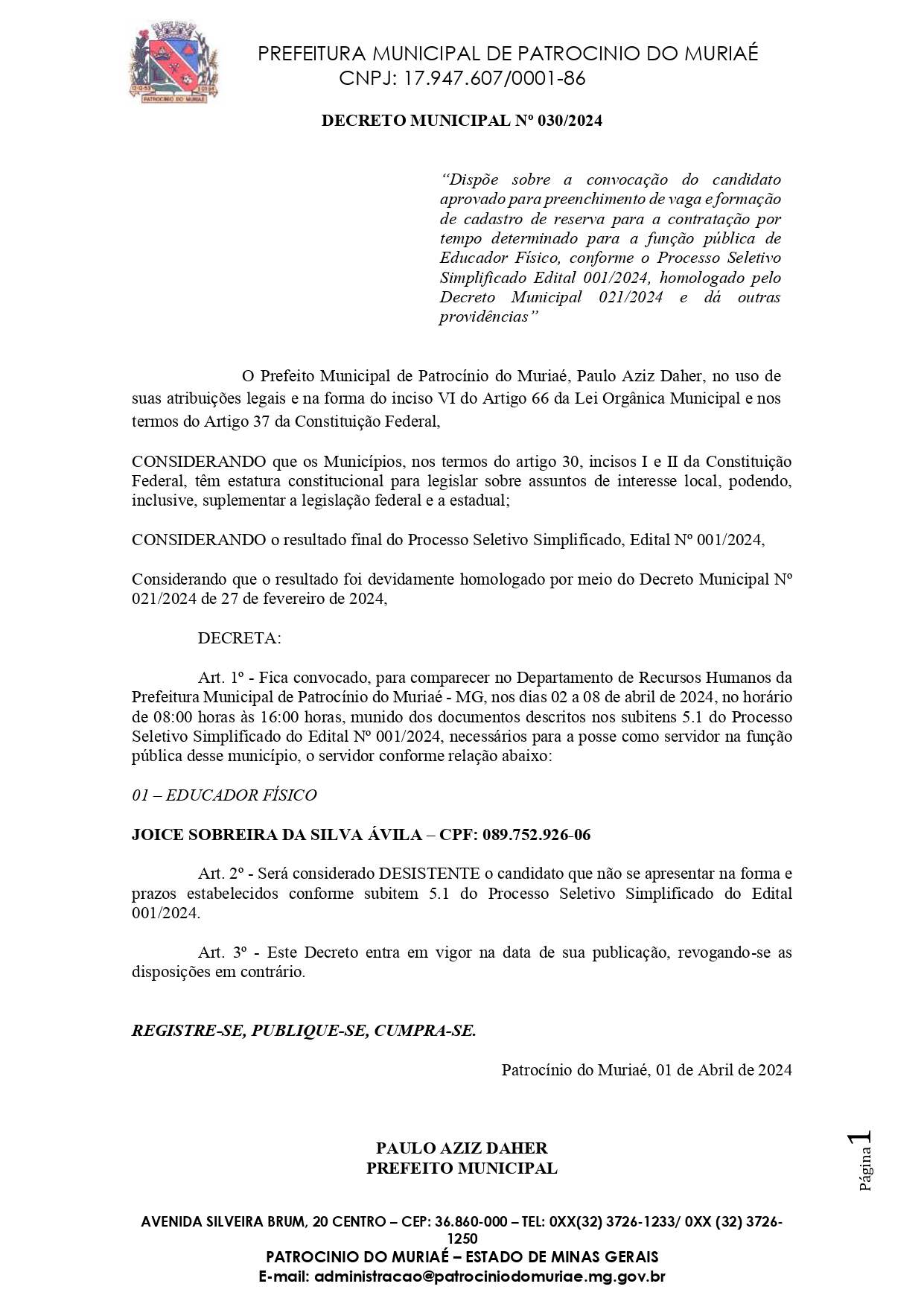 Decreto Nº 030 2024 page 0001