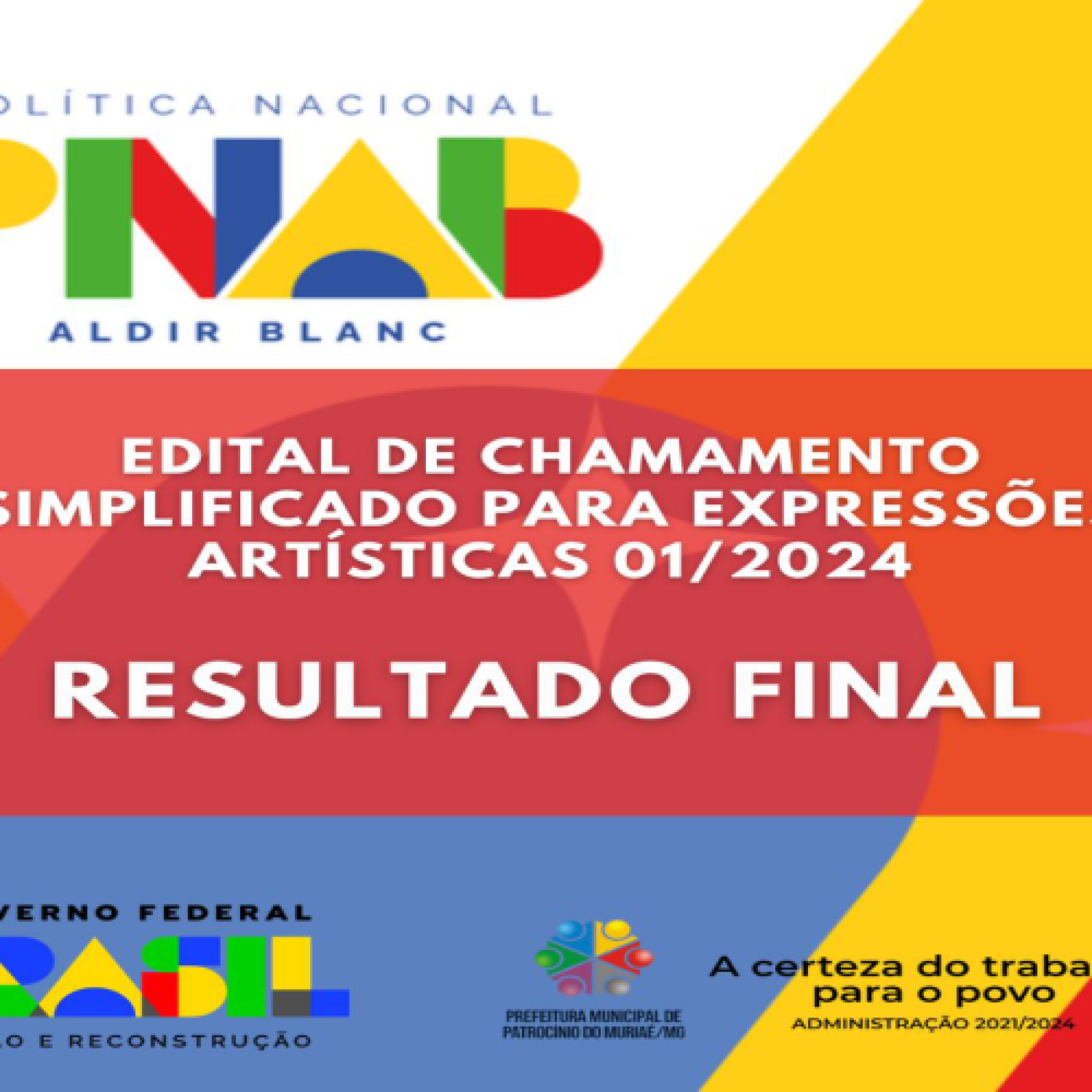 Edital de Chamamento Simplificado para Expressões Artísticas 01/2024 - Resultado Final